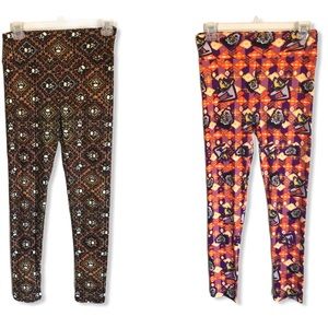 2 Halloween One Size LuLaRoe Leggings Skulls Witch